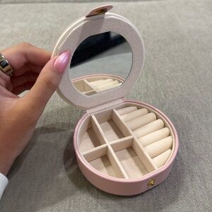 NEW Pink Mini Jewelry Organizer with Mirror